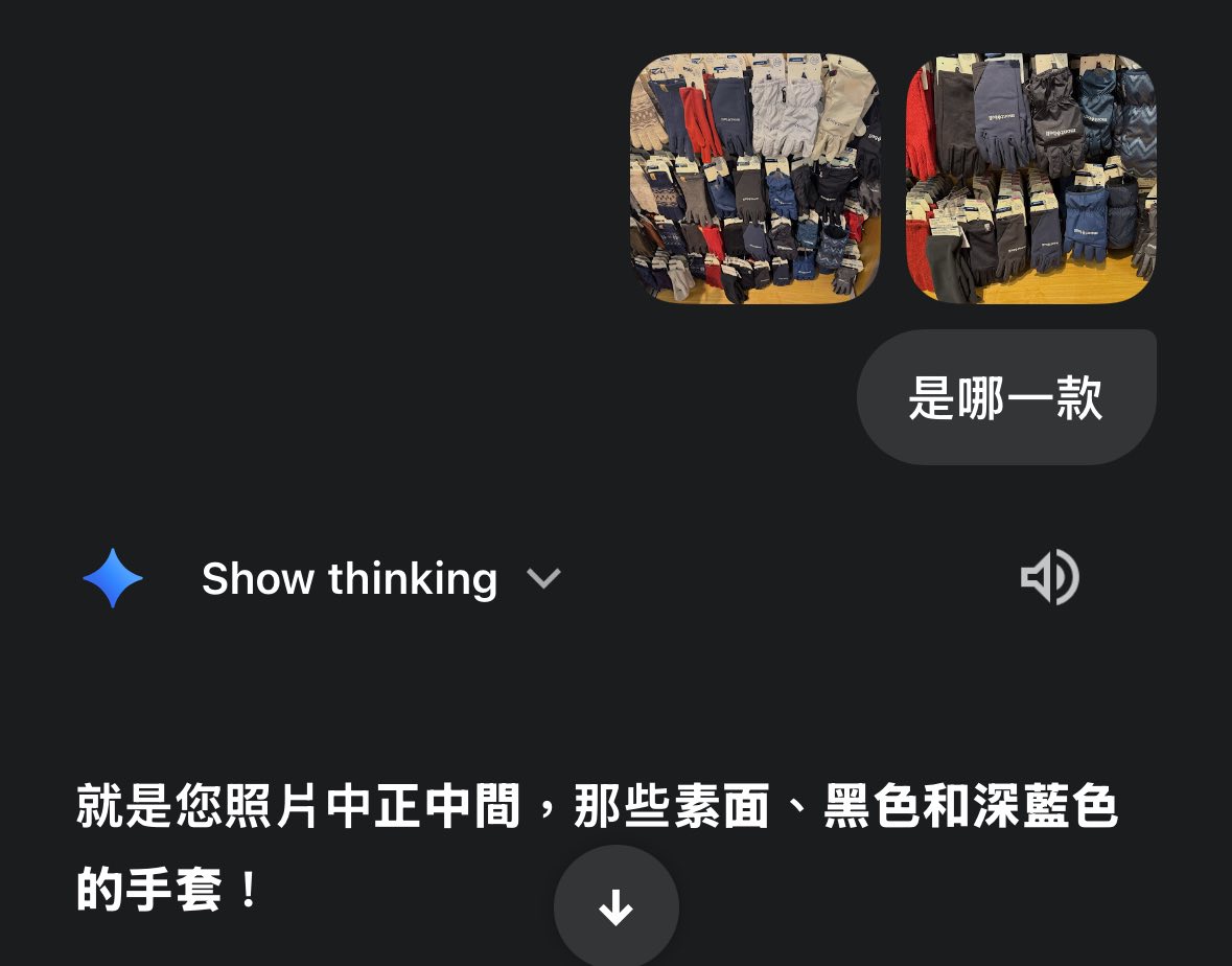 拍整面手套牆給 Gemini，它直接篩選出最適合的款式
