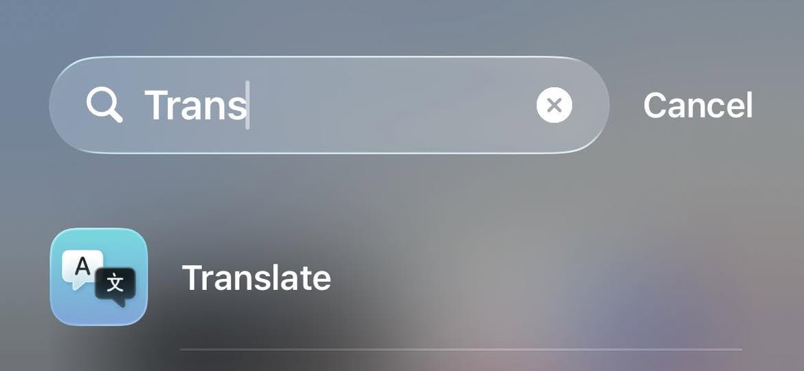 iPhone 翻譯 App 搜尋畫面